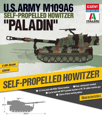 Academy Modelbouwpakket Auto - 13515 M109A6 Self-Propelled Howitzer Paladin - Amerikaans Militair Voertuig Plastic - 1:35 - Modelbouw