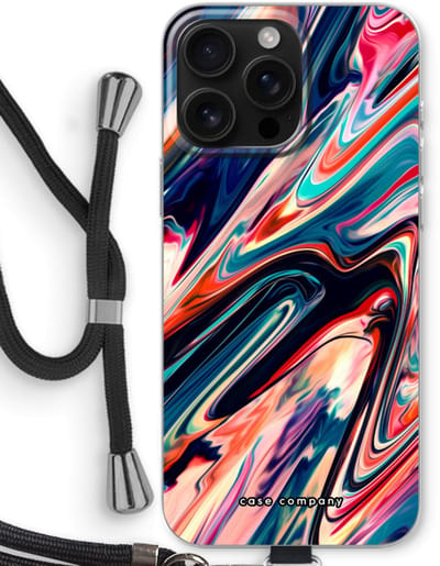 Case Company® - Hoesje met koord geschikt voor iPhone 16 Pro Max hoesje met Koord - Quantum Being - Telefoonhoesje met Zwart Koord - Bescherming aan alle Kanten en Over de Schermrand