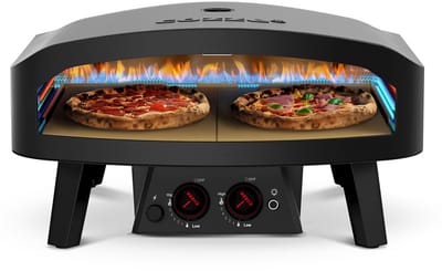 Cozze® 24” Pizza oven op Gas – Black Edition – Extra Groot – Dubbele Pizzasteen – Met Deur – Tot 600°C – Ø60 cm