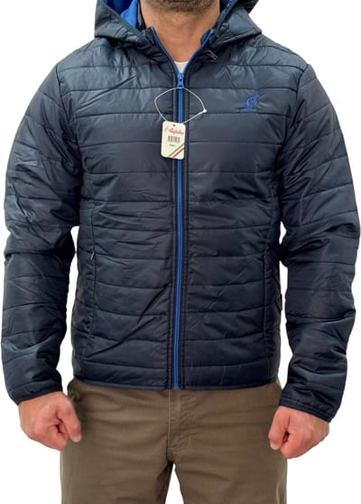 Australian Heren Gewatteerde Jas| Afneembare Capuchon| Heren Jas| Donker Blauw | L