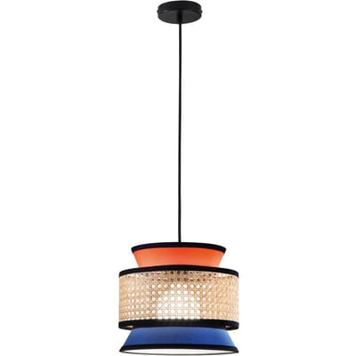 Luce Ambiente Design Hanglamp Gazebo, oranje/blauw/naturel, Ø 26 cm, stof/rotan