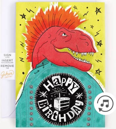 Punk Rock Verjaardag Kaart - Grappige Verjaardags Kaart - Nonstop muziek & Glitters!