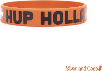 SilverAndCoco® - Hup Holland Hup Oranje Siliconen Armbandjes | Nederlands Elftal Gadget Armbandje Versiering | Voetbal EK WK 2026 Silicone Sieraad Decoratie Nederland Bandje | Olympische Spelen Nederlandse Vlag Polsbandje - 1 stuk