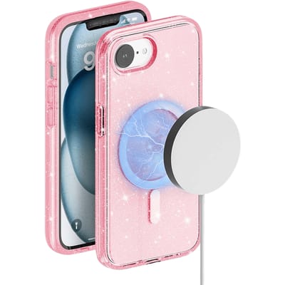 Mocaa Apple iPhone 16e/17e Glitz Magsafe Beschermhoesje Roze