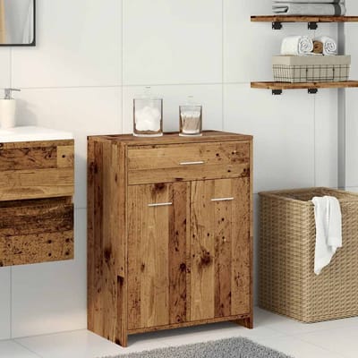 vidaXL - Badkamerkast - 60x33x80 - cm - bewerkt - hout - oud - houtkleurig