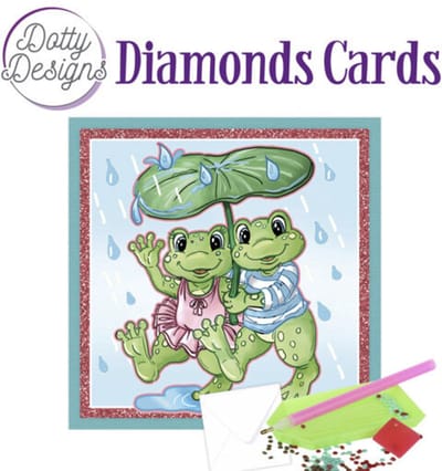 Diamond Painting Dotty Design Diamonds Cards | Frogs with Umbrella