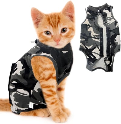 Herstelpak voor Katten en Honden na Chirurgie, Voorkomt Likken en Lekken, Warmte en Comfort voor Postoperatieve Zorg (M, Camouflage)