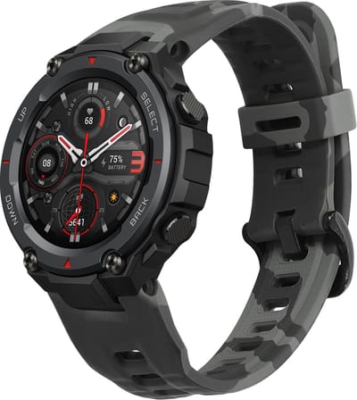 kwmobile armband geschikt voor Huami Amazfit T-Rex / T-Rex Pro armband - fitness tracker sportarmband band gemaakt van TPU en siliconen - camouflage donkergrijs zwart lichtgrijs