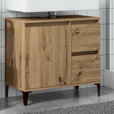 vidaXL - Wastafelkast - 65x33x60 - cm - bewerkt - hout - artisanaal - eikenkleurig