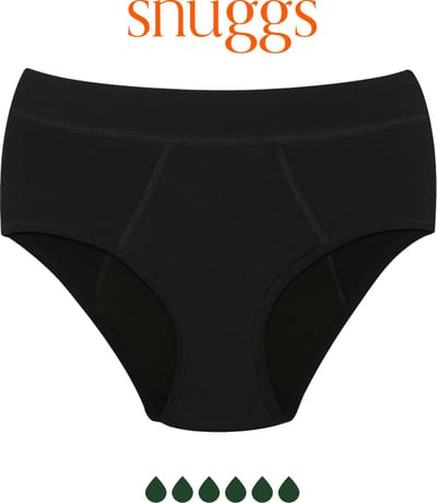 Snuggs Incontinentie Ondergoed Super Sterke Absorptie Zwart Incontinence Underwear Zero Waste Maat M