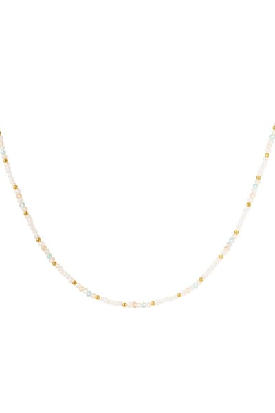 Ketting kraaltjes goud detail - pastel/multi