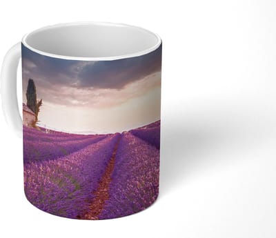 Mok - Koffiemok - Lavendel - Bloemen - Paars - Veld - Mokken - 350 ML - Beker - Koffiemokken - Theemok