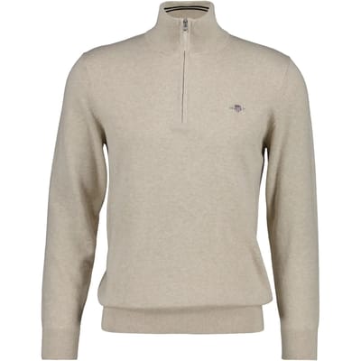 Gant Half Zip Beige Klassieke sweater van katoen 8030564/198