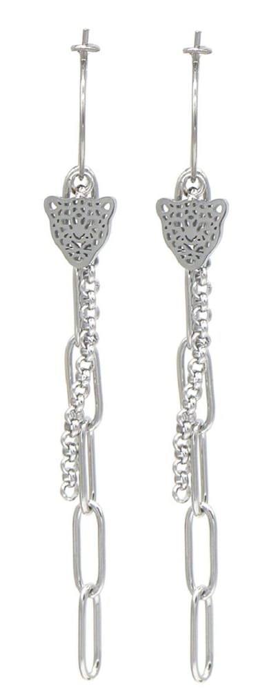Oorbellen Panter - Oorringen - RVS - 7x2 cm - Zilverkleurig