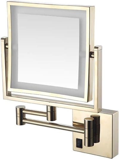 Wandmake-up spiegel - Vergrotende spiegel - Precisie make-up - Verstelbare arm - 8 inch vierkant - Goud