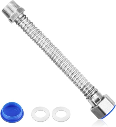 Verstevigingsslang Roestvrij Staal - Flexibele Buis Aansluitslang - Wateraansluitingen Maken - Gegolfd Ontwerp - 40 cm 3/4 inch - Zilver