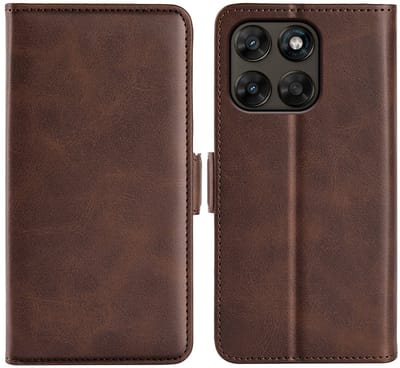 MobyDefend Hoesje - Geschikt voor Motorola Moto G67 / G77 / G87 - Luxe Wallet Book Case (Sluiting Zijkant) - Bruin