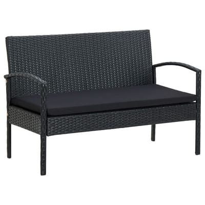 vidaXL - 4-delige - Loungeset - met - kussens - poly - rattan - zwart