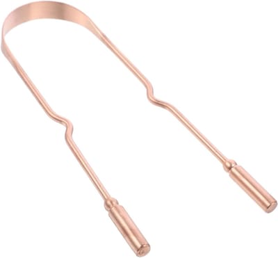 Koperen Tongschraper - Tongreiniger Lepel - Frisse Adem - Puur Koper - 13 cm - Goud
