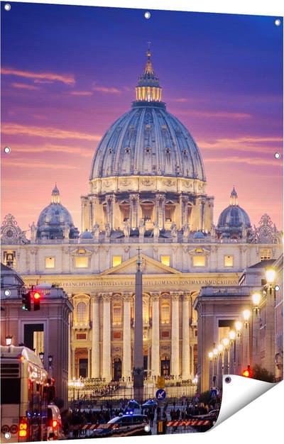 Gards Tuinposter Sint Pietersbasiliek in Rome, Itali� - 90x120 cm - Tuindoek - Tuindecoratie - Wanddecoratie buiten - Tuinschilderij