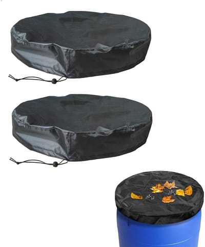 2 stuks Watertankhoes - Deksel voor wateropslagemmer - Regenemmerdeksel - Met trekkoord - Waterdicht en stofdicht - UV-bestendige coating - Geschikt ter bescherming tegen vallende bladeren, regen, sneeuw en vuil - Zwart