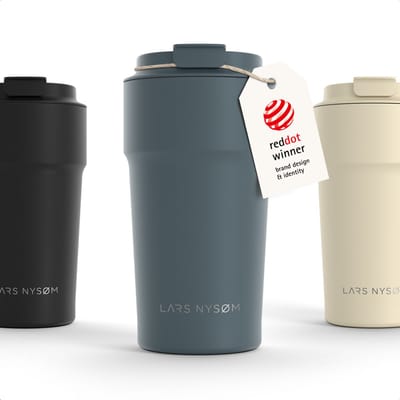 LARS NYSØM Bevægelse Thermos Coffee Mug-to-go 500ml - BPA-vrij met Isolatie - Lekvrije Roestvrijstalen Thermosbeker (Stone Blue - Powder)