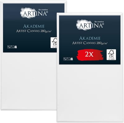 Artina Akademie â€“ Set van 2 Schilderdoeken Canvas 60x100 cm â€“ Spieraam van FSCÂ® Hout â€“ Wit Canvas 100% Katoen â€“ 280 g/m151