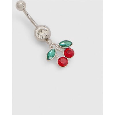 boohoo Dames Roestvrijstalen Navelpiercing Met Kersendetail | Zilver