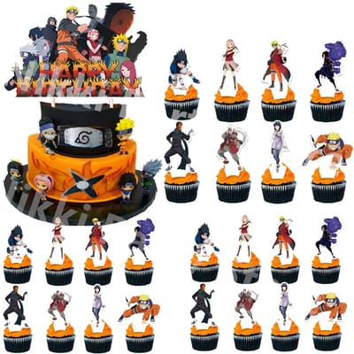 Topper Gâteau Naruto Figurine Naruto Fournitures de Fête d'Anniversaire Décoration de Gâteau Toppers pour Cupcakes Cadeaux d'Invités Jouets pour Baby Shower Cadeaux