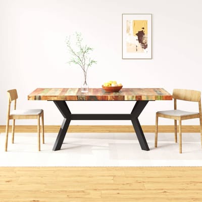 vidaXL - Eettafel - 180 - cm - massief - gerecycled - hout - en - stalen - kruis