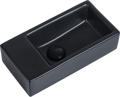 Fontein Mia 40.5x20x10.5cm mat zwart inclusief afvoerplug links zonder kraangat