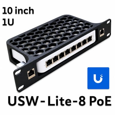 10 Inch Rack Mount - Geschikt voor Ubiquiti® UniFi® USW-Lite-8 PoE - Rack Beugel met 2 Keystone Aansluitingen - Zwart