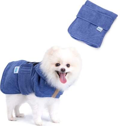 Nobleza Hondenbadjas - Honden badjas - Ruglengte 40 cm - S - Blauw