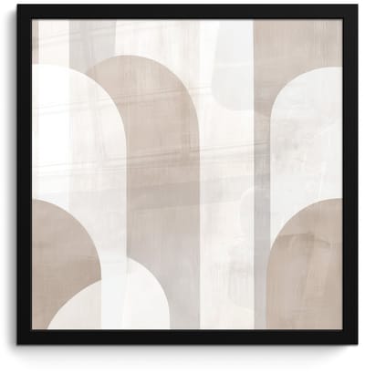 Poster in lijst - Fotolijst 40x40 cm - Posters - Abstracte bogen - Modern - Beige - Posterlijst zwart - Decoratie - Wanddecoratie woonkamer - Muurdecoratie slaapkamer