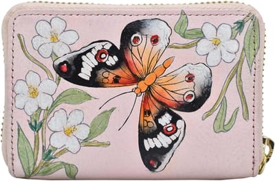 Kaarthouder Leer - Portemonnee Kaarten - Organiseren van Kaarten - Handgeschilderd Design - 12.7 x 8.26 cm - Multicolor
