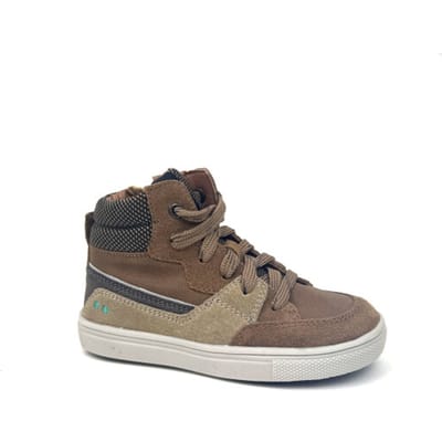 BunniesJR 225751-414 Jongens Hoge Sneakers - Bruin - Leer - Klittenband