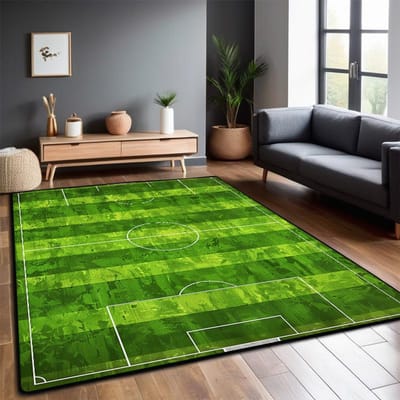 Voetbalveld Tapijt Woonkamer Opvouwbaar Groot Formaat Vloermatten 200x300cm Antislip Speelmat voor Kinderen Slaapkamer Machinewasbaar 140*200cm
