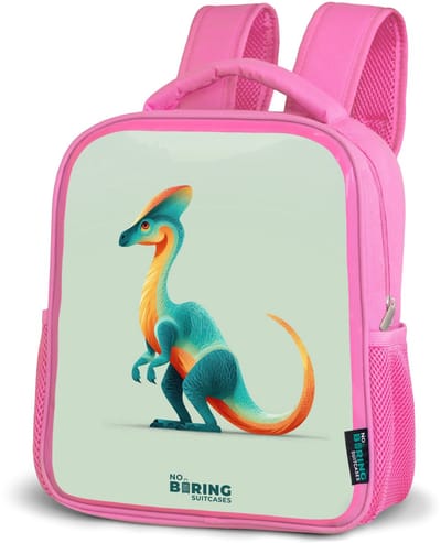 NoBoringSuitcases.com® - Rugzak roze - Schooltas meisjes - Elegante dino met kam - Kinder rugtas meisje - Boekentas kind - Kinderrugzak voor school - Schoolrugzak
