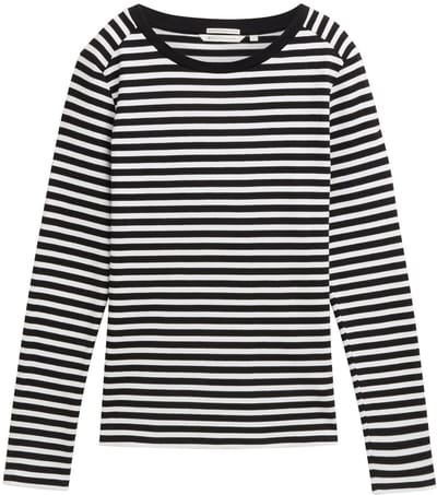 Tom Tailor Denim - Shirt met lange mouwen en streepmotief - Maat XXL - black white stripe
