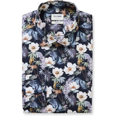 Slim fit zakelijk overhemd van katoenmix met Kentkraag
