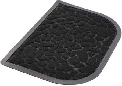 KADAX Deurmat, entreemat van robuust polyester met rubberen zijde, duurzame vuilvangmat, keuze uit 6 verschillende patronen, deurmat (halve cirkel 60 x 40 cm, zwart)