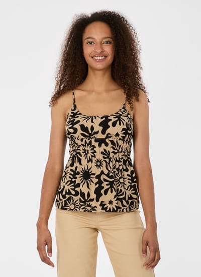 Top Bonisa zand / zwart print mouwloos Ragwear - maat XL