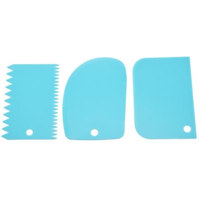 Couteau à pâte en plastique, glaçage, Fondant, grattoir à bord dentelé, spatules à gâteau lisse uni, 3 pièces