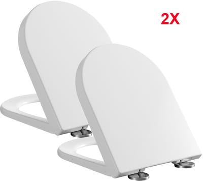 CECIPA Max WC-brill - D-vorm - 2 Set - Toiletbril met deksel - Soft close - Duroplast - Belastbaar tot 150 kg - Easy Clean functie - Fix-Clip bevestiging in RVS - Wit