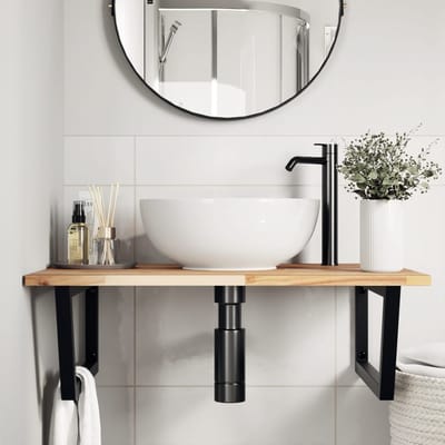 vidaXL - Badkamer - wandschap - staal - en - massief - acaciahout