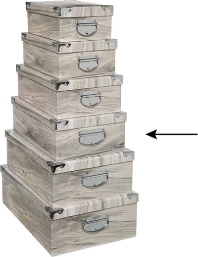 5Five Opbergdoos/box - Houtprint licht - L40 x B26.5 x H14 cm - Stevig karton - Treebox