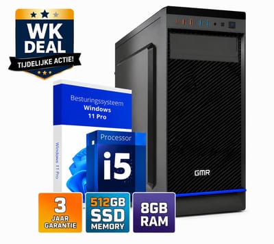 Desktop Computer Intel Core i5 | 8GB RAM | 512GB SSD | Windows 11 Pro | WiFi | Office PC | Werkcomputer | Zakelijke Computer | Thuiswerk Computer | Thuiswerk PC | Studie Computer | Kantoor PC | Desktop PC | 3 Jaar Garantie