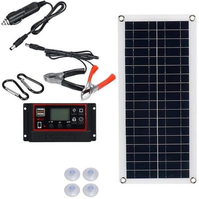 Flexibel Zonnepaneel - Zonnecel Lader - Batterij Opladen - Dubbele USB Uitgang - 43x20cm - Zwart