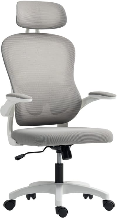 HOMCOM ergonomische bureaustoel - netstof rugleuning - grijs