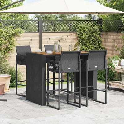 vidaXL - 5-delige - Tuinbarset - zonder - kussens - poly - rattan - acacia - zwart